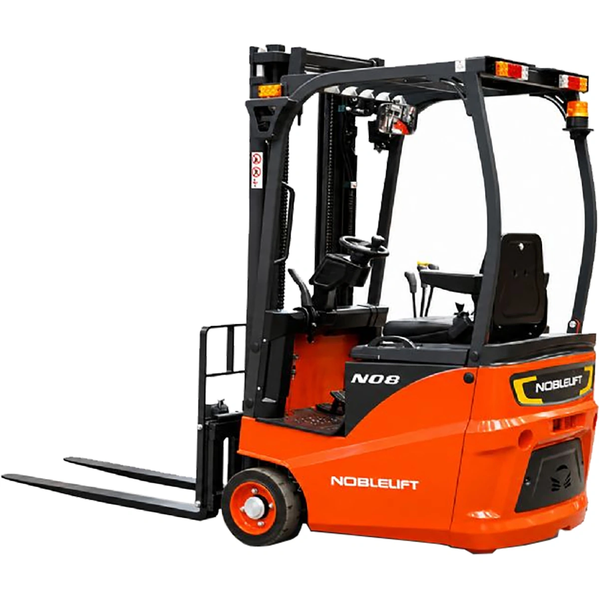 Noblelift FE3R08N τρίτροχο ηλεκτρικό περονοφόρο 0.8T – Clark Express Κάθισμα και τιμόνι με spinner knob στο Noblelift FE3R08N Οθόνη αυτοδιάγνωσης Curtis στο Noblelift FE3R08N Πλευρική εξαγωγή μπαταρίας Noblelift FE3R08N